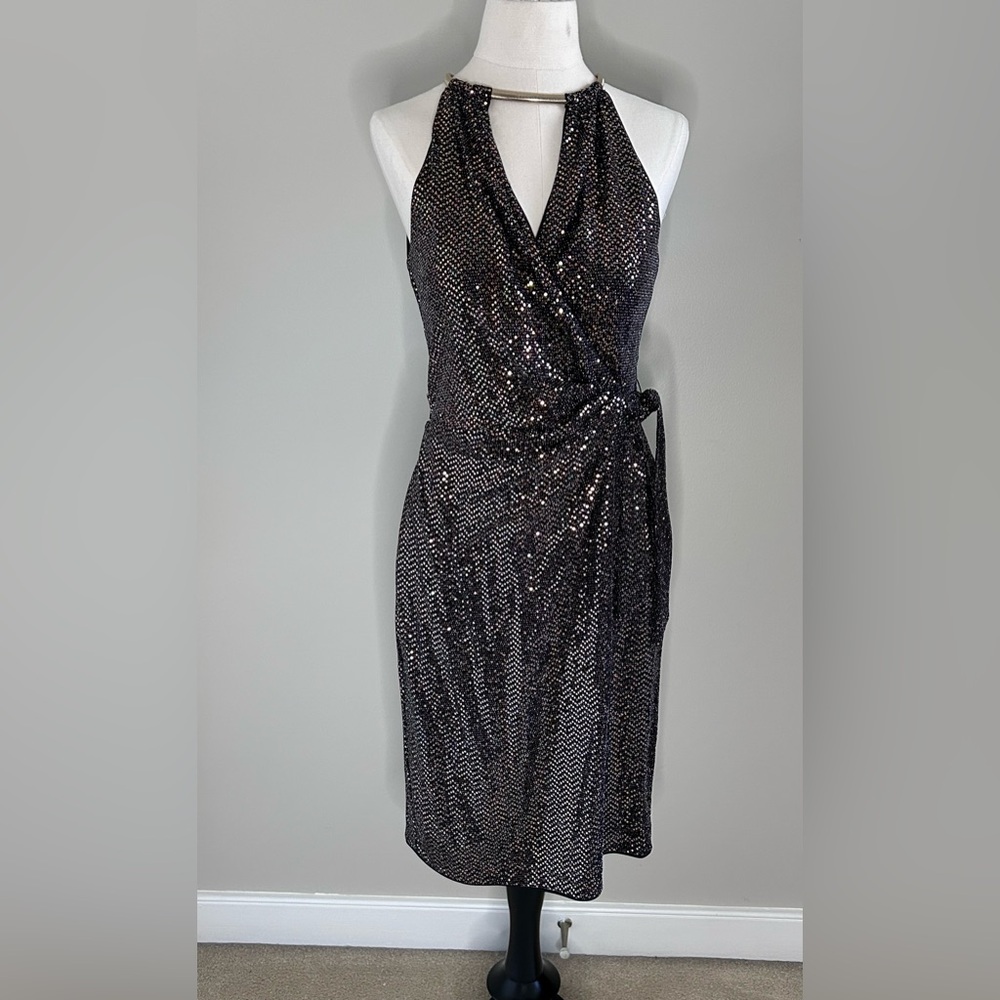 Kensie Women's Stretch Sequin Halter Dress